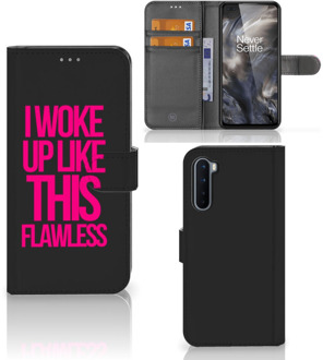 B2Ctelecom GSM Hoesje OnePlus Nord Bookcase met quotes Woke Up