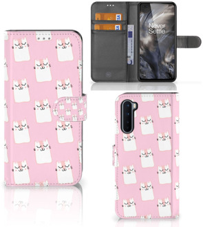 B2Ctelecom GSM Hoesje OnePlus Nord Bookcase Valentijn Cadeaus Sleeping Cats