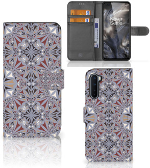 B2Ctelecom GSM Hoesje OnePlus Nord Flipcover Flower Tiles