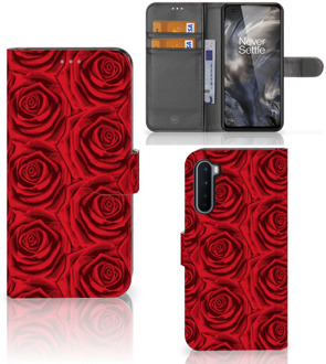 B2Ctelecom GSM Hoesje OnePlus Nord Mobiel Bookcase Red Roses