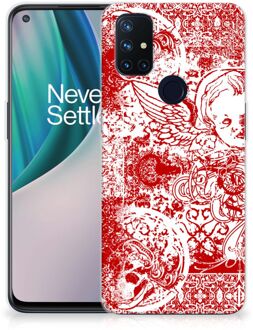 B2Ctelecom GSM Hoesje OnePlus Nord N10 5G Back Case TPU Siliconen Hoesje Angel Skull Red