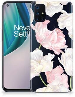 B2Ctelecom GSM Hoesje OnePlus Nord N10 5G Back Case TPU Siliconen Hoesje Doorzichtig Mooie Bloemen