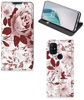 B2Ctelecom GSM Hoesje OnePlus Nord N10 5G Bookcase Watercolor Flowers