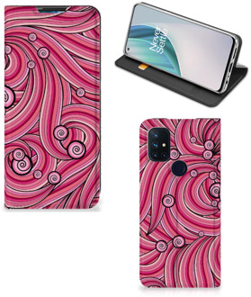 B2Ctelecom GSM Hoesje OnePlus Nord N10 5G Foto Hoesje ontwerpen Swirl Pink