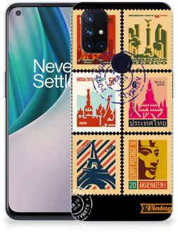 B2Ctelecom GSM Hoesje OnePlus Nord N10 5G Trendy Telefoonhoesjes Postzegels