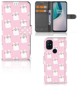 B2Ctelecom GSM Hoesje OnePlus Nord N10 Bookcase Valentijn Cadeaus Sleeping Cats