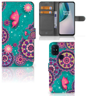 B2Ctelecom GSM Hoesje OnePlus Nord N10 Flipcase Cirkels en Vlinders