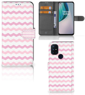 B2Ctelecom GSM Hoesje OnePlus Nord N10 Hoesje ontwerpen Waves Roze