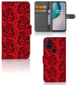 B2Ctelecom GSM Hoesje OnePlus Nord N10 Mobiel Bookcase Red Roses