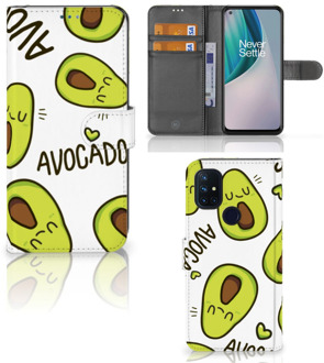 B2Ctelecom GSM Hoesje OnePlus Nord N10 Mobiel Bookcase Valentijn Cadeautje Haar Avocado Singing