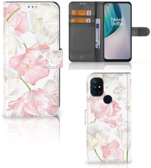 B2Ctelecom GSM Hoesje OnePlus Nord N10 Wallet Book Case Cadeau voor Mama Lovely Flowers