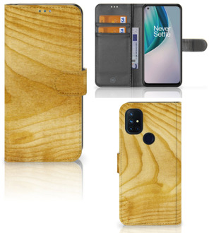 B2Ctelecom GSM Hoesje OnePlus Nord N10 Wallet Book Case Licht Hout