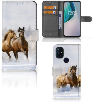 B2Ctelecom GSM Hoesje OnePlus Nord N10 Wallet Book Case Paarden