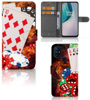 B2Ctelecom GSM Hoesje OnePlus Nord N10 Wallet Book Case Personaliseren Casino