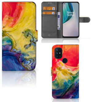 B2Ctelecom GSM Hoesje OnePlus Nord N10 Wallet Book Case Watercolor Dark