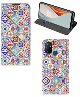 B2Ctelecom GSM Hoesje OnePlus Nord N100 Book Case met foto Tegels Kleur