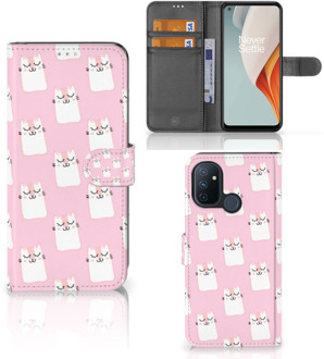 B2Ctelecom GSM Hoesje OnePlus Nord N100 Bookcase Valentijn Cadeaus Sleeping Cats