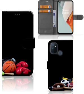 B2Ctelecom GSM Hoesje OnePlus Nord N100 Bookcover Ontwerpen Voetbal, Tennis, Boxing… Sports