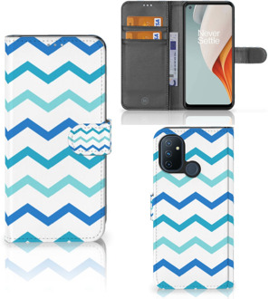 B2Ctelecom GSM Hoesje OnePlus Nord N100 Foto hoesje Zigzag Blauw