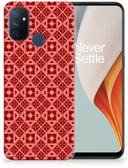 B2Ctelecom GSM Hoesje OnePlus Nord N100 Hoesje met Tekst Batik Red