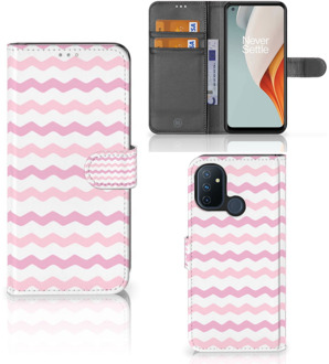 B2Ctelecom GSM Hoesje OnePlus Nord N100 Hoesje ontwerpen Waves Roze