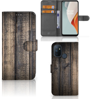 B2Ctelecom GSM Hoesje OnePlus Nord N100 Leuk Case Cadeau voor Mannen Steigerhout