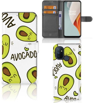 B2Ctelecom GSM Hoesje OnePlus Nord N100 Mobiel Bookcase Valentijn Cadeautje Haar Avocado Singing