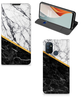 B2Ctelecom GSM Hoesje OnePlus Nord N100 Mobiel Case Marble White Black