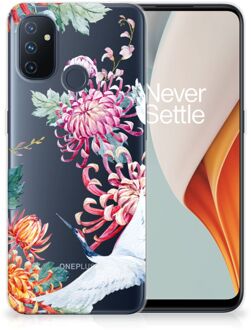 B2Ctelecom GSM Hoesje OnePlus Nord N100 Smartphonehoesje Customize Bird Flowers