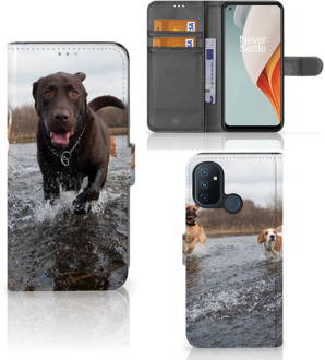 B2Ctelecom GSM Hoesje OnePlus Nord N100 Wallet Book Case Honden Labrador