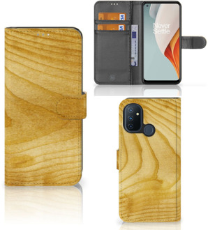 B2Ctelecom GSM Hoesje OnePlus Nord N100 Wallet Book Case Licht Hout