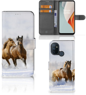 B2Ctelecom GSM Hoesje OnePlus Nord N100 Wallet Book Case Paarden