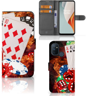 B2Ctelecom GSM Hoesje OnePlus Nord N100 Wallet Book Case Personaliseren Casino