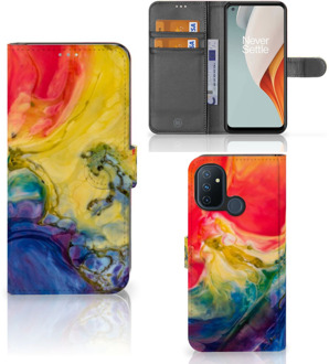 B2Ctelecom GSM Hoesje OnePlus Nord N100 Wallet Book Case Watercolor Dark