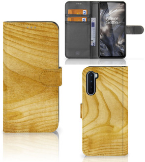 B2Ctelecom GSM Hoesje OnePlus Nord Wallet Book Case Licht Hout