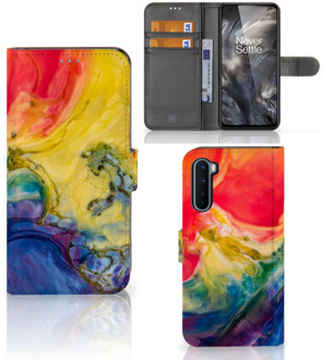 B2Ctelecom GSM Hoesje OnePlus Nord Wallet Book Case Watercolor Dark