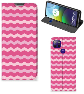 B2Ctelecom GSM Hoesje ontwerpen Motorola Moto G9 Power Fotohoesje Waves Pink