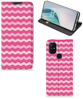 B2Ctelecom GSM Hoesje ontwerpen OnePlus Nord N10 5G Fotohoesje Waves Pink