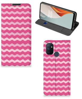 B2Ctelecom GSM Hoesje ontwerpen OnePlus Nord N100 Fotohoesje Waves Pink