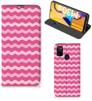 B2Ctelecom GSM Hoesje ontwerpen Samsung Galaxy M21 Fotohoesje Waves Pink