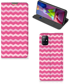 B2Ctelecom GSM Hoesje ontwerpen Samsung Galaxy M51 Fotohoesje Waves Pink