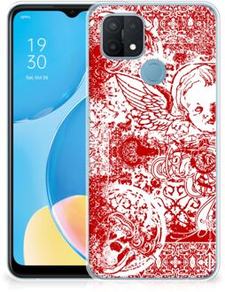 B2Ctelecom GSM Hoesje OPPO A15 Back Case TPU Siliconen Hoesje Angel Skull Red