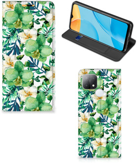 B2Ctelecom GSM Hoesje OPPO A15 Bookcase Cover Orchidee Groen