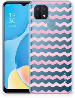 B2Ctelecom GSM Hoesje OPPO A15 Bumper Hoesje Waves Roze