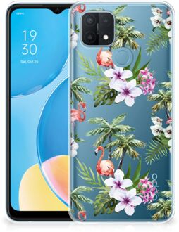 B2Ctelecom GSM Hoesje OPPO A15 Doorzichtig Hoesje Flamingo Palms