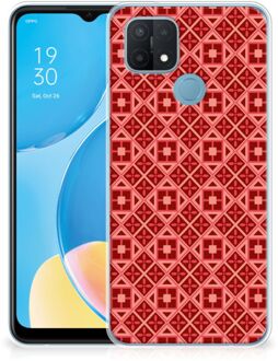 B2Ctelecom GSM Hoesje OPPO A15 Hoesje met Tekst Batik Red