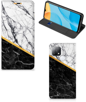 B2Ctelecom GSM Hoesje OPPO A15 Mobiel Case Marble White Black