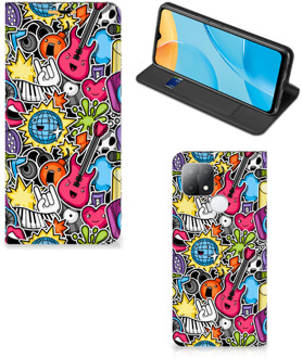 B2Ctelecom GSM Hoesje OPPO A15 Telefoonhoesje Portemonnee Punk Rock