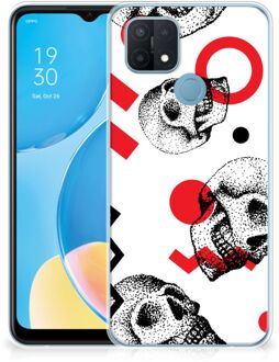 B2Ctelecom GSM Hoesje OPPO A15 TPU Bumper Skull Red