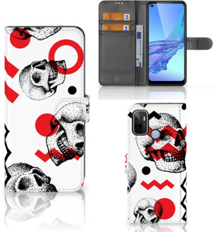 B2Ctelecom GSM Hoesje OPPO A53 | OPPO A53s Bookstyle Case Skull Red